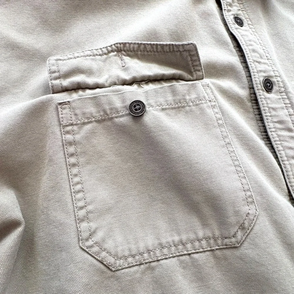 Levi's Men XL Canvas Fleece Lined Shirt Jacket Tan Beige Plaid Heavyweight Layer - Picture 4 of 13